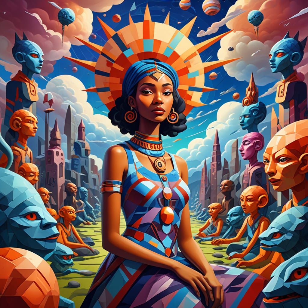 Surreal Shaman Goddess Surrounded by Whimsical Alien Beings ...