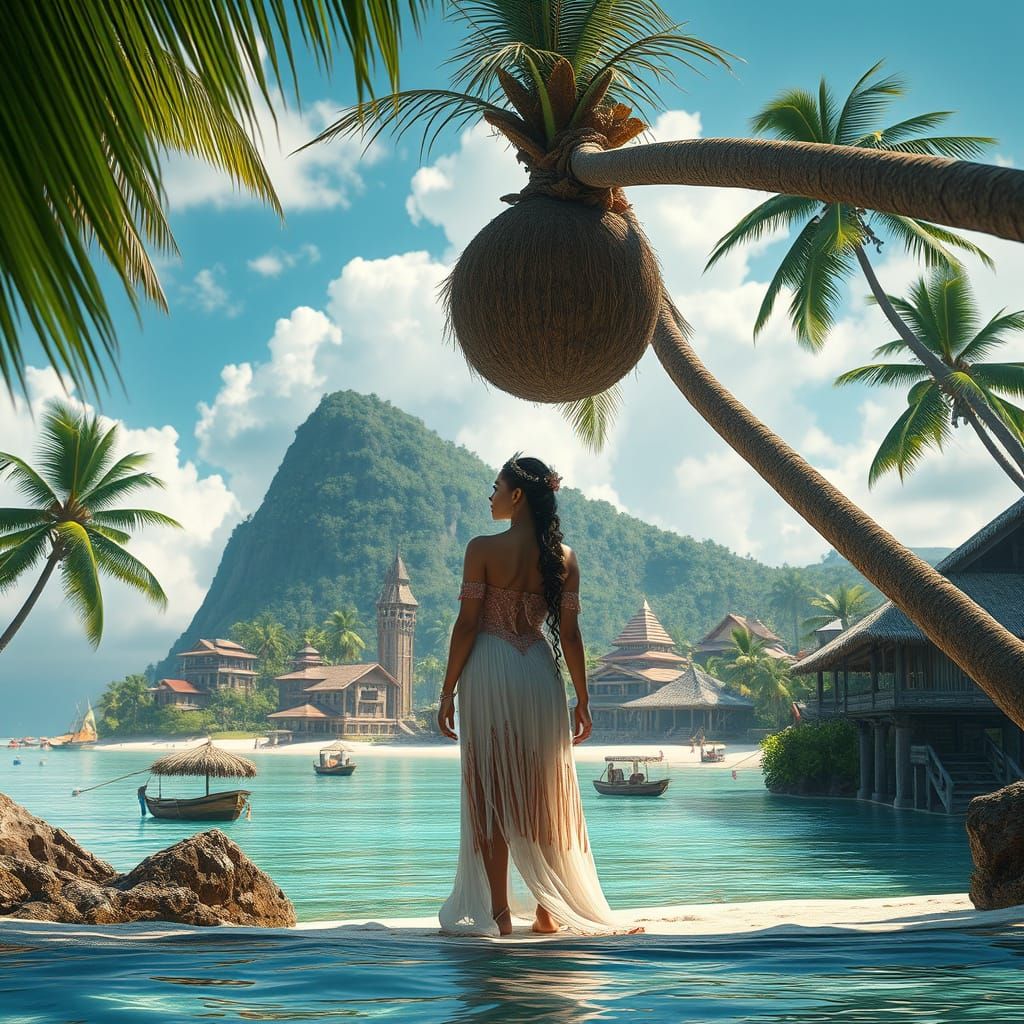 Tropical Princess in Surreal Island Village