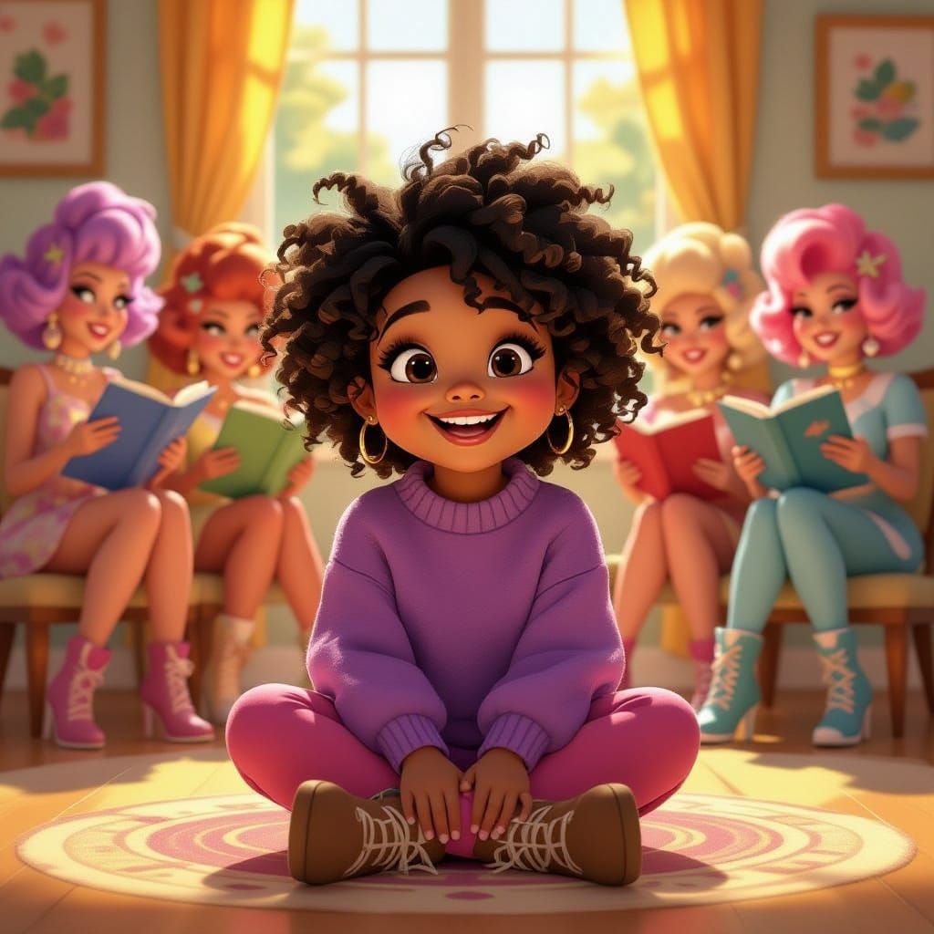 Joyful Child with Drag Queens, Pixar-Inspired Animation