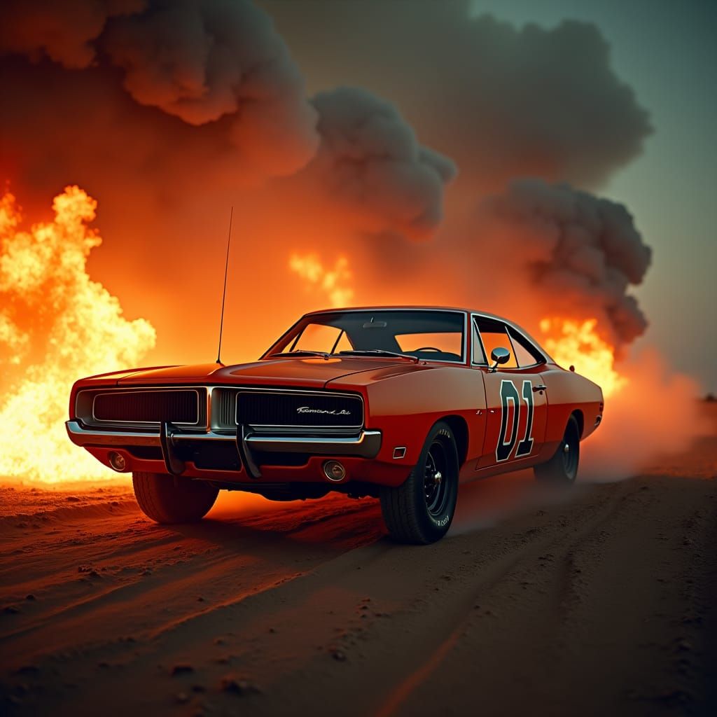 General Lee Car in Cinematic Digital Painting