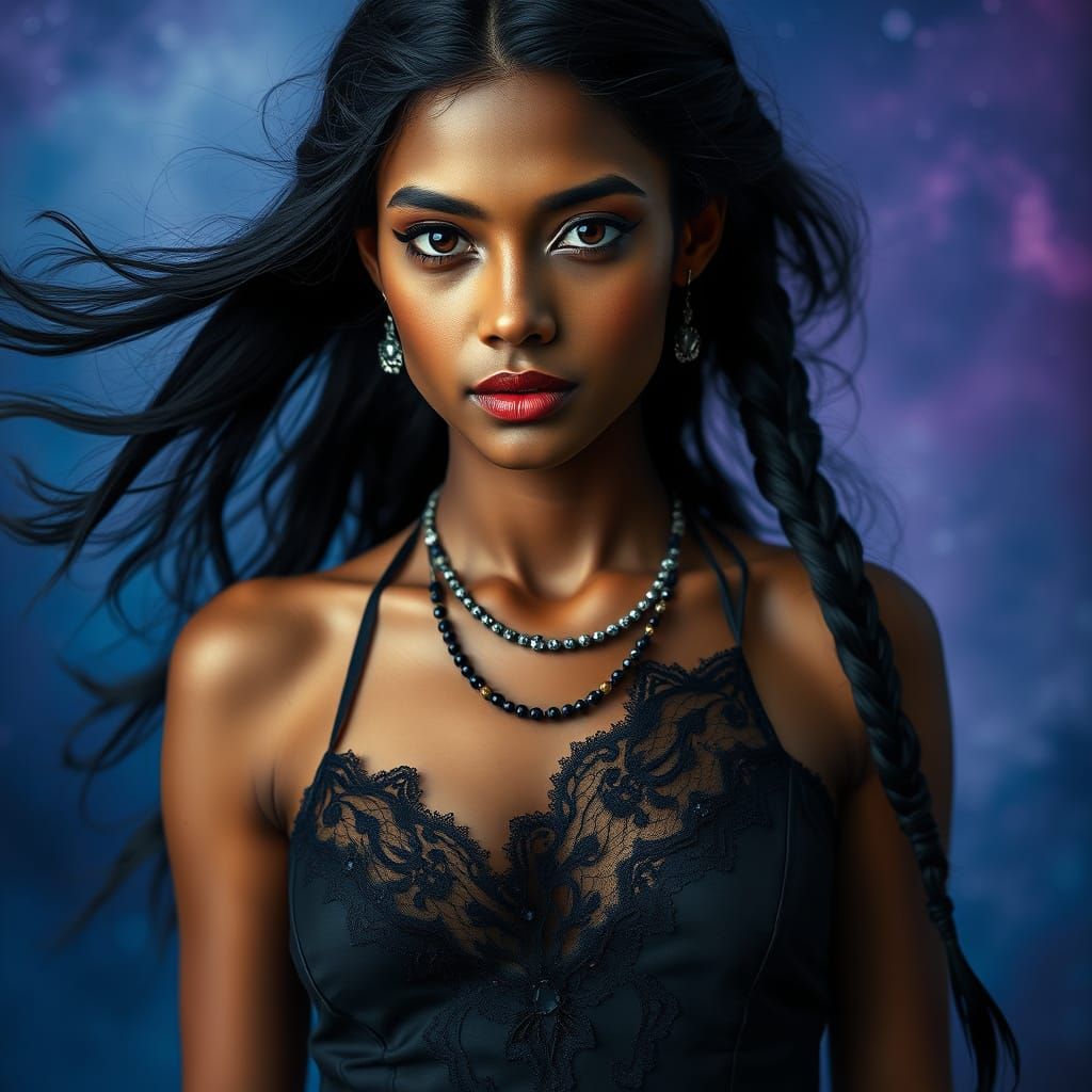 Sri Lankan Woman: Gothic Portrait in Surreal Twilight