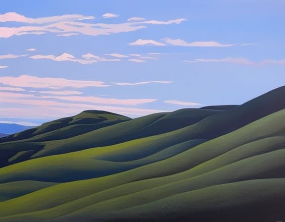 Gouache Painting of Salmon-Pink Clouds at Sunset