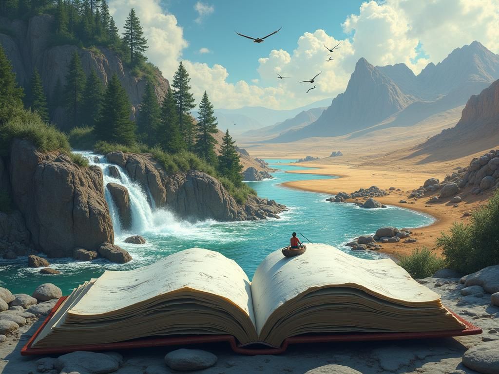 Surreal Book Pages Transformed into Landscapes