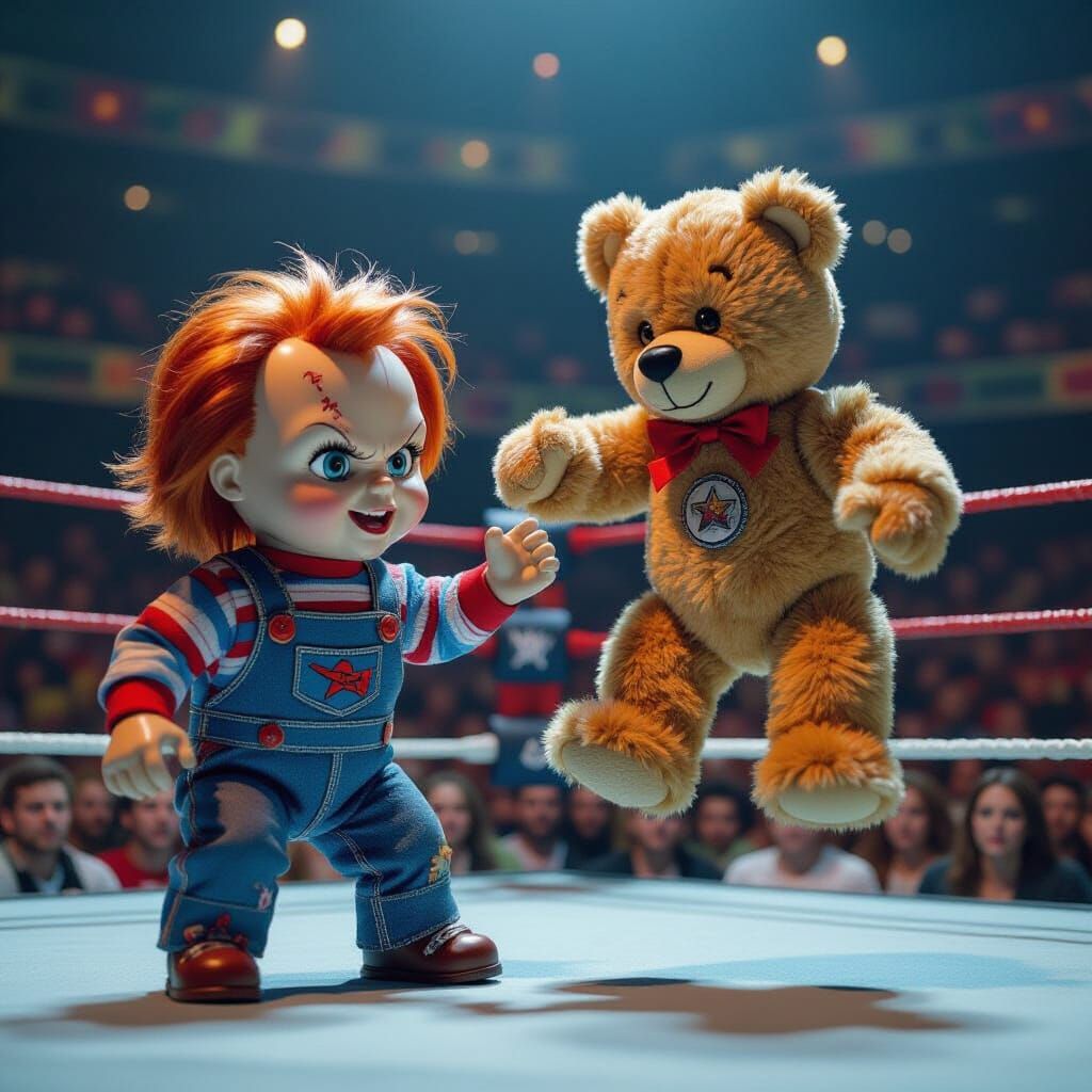 Chucky vs. Teddy Ruxpin in Wrestling Ring