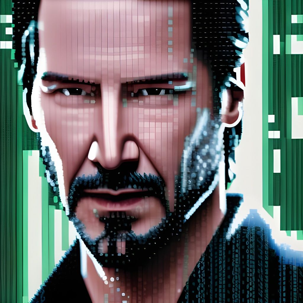 8-bit Pixel Art: Keanu Reeves as Neo in Matrix
