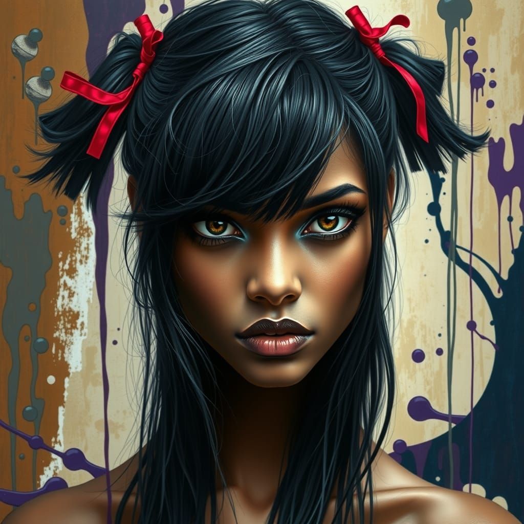 Striking Portrait with Abstract Expressionist Background