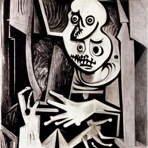 Ghoul's Descent: Surrealist Abandoned Mansion Scene