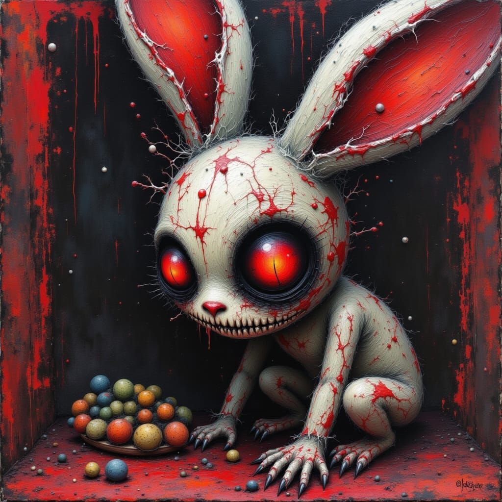 Dark Fantasy Bunny Character in Cyberpunk Style