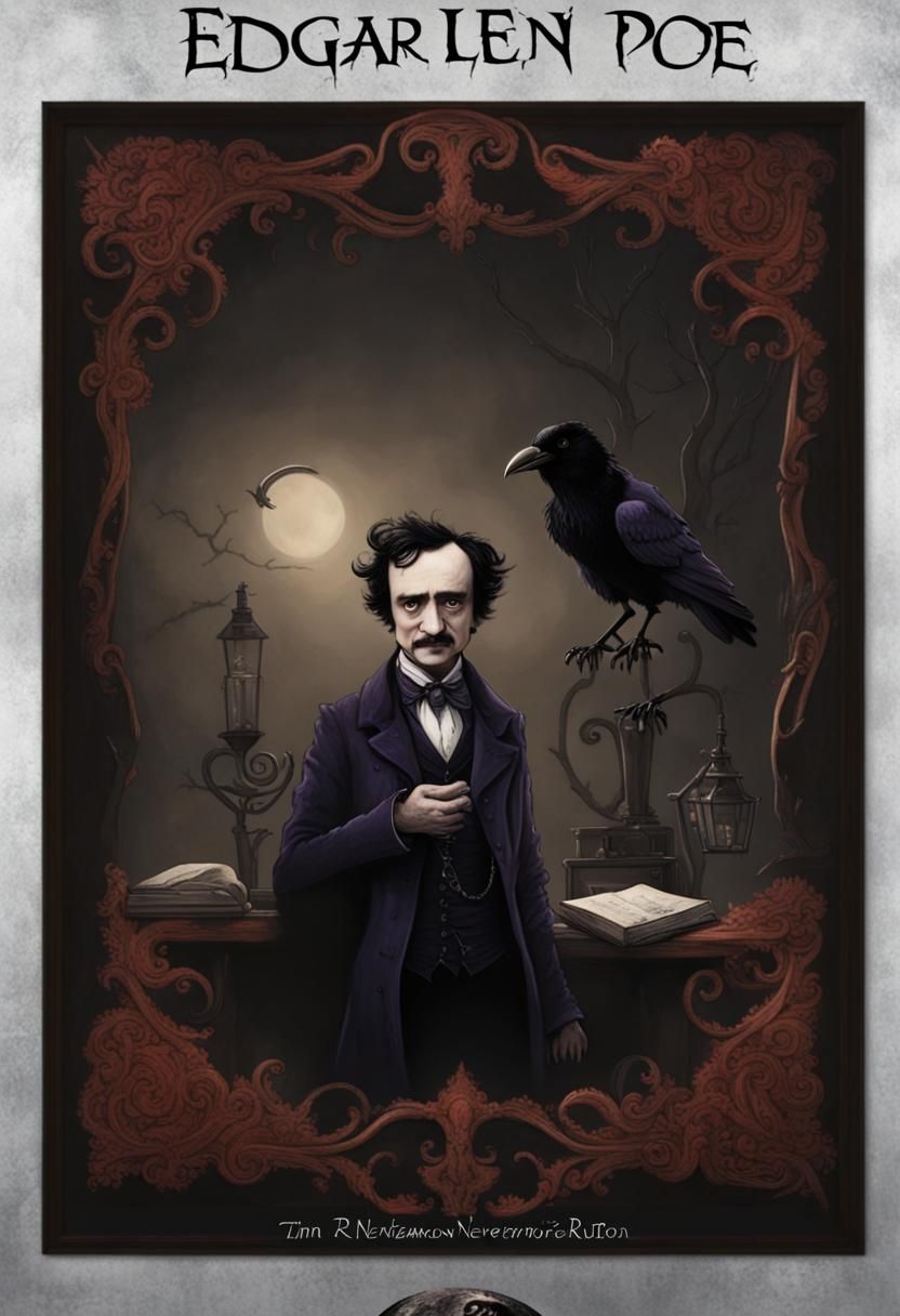 Eerie Edgar Allan Poe Portrait in Gothic Style
