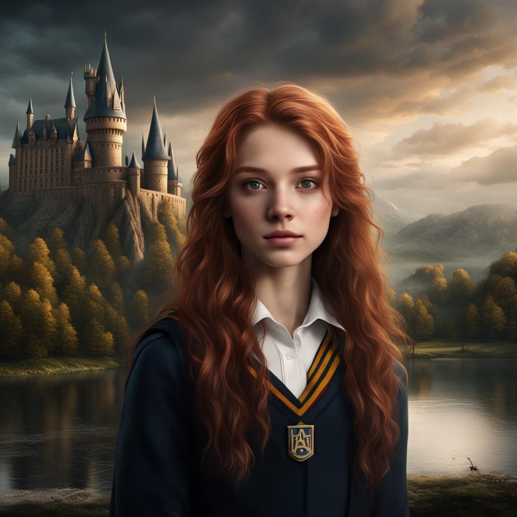 Hogwarts Student with Auburn Hair by Lake