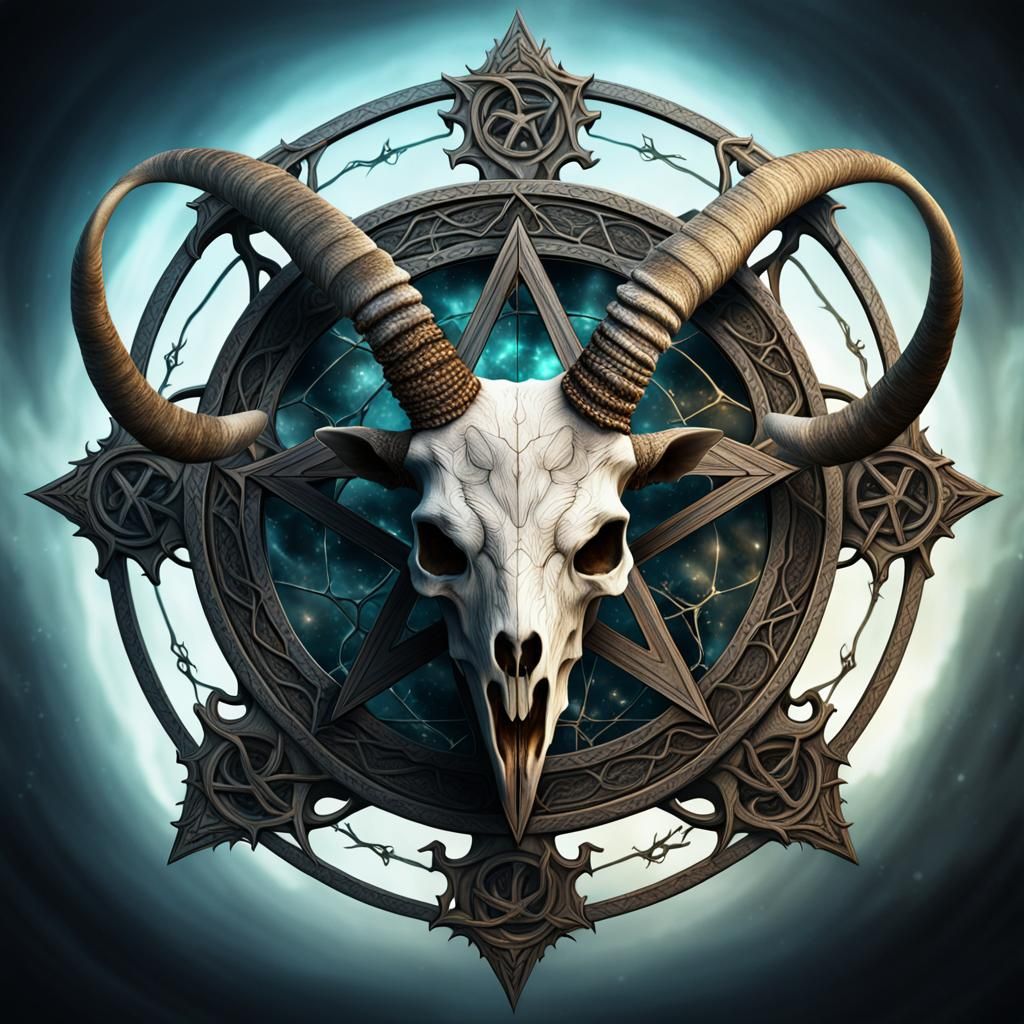 Pentagram with Goat Skull: Detailed Matte Painting