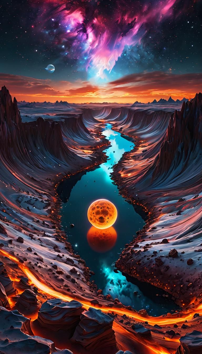 Cosmic Dreamscape: Alien World of Icy Inferno