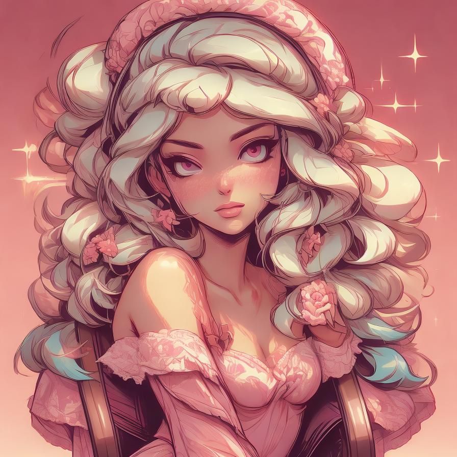 Curvy Girl in Lace Dress Cartoon Portrait