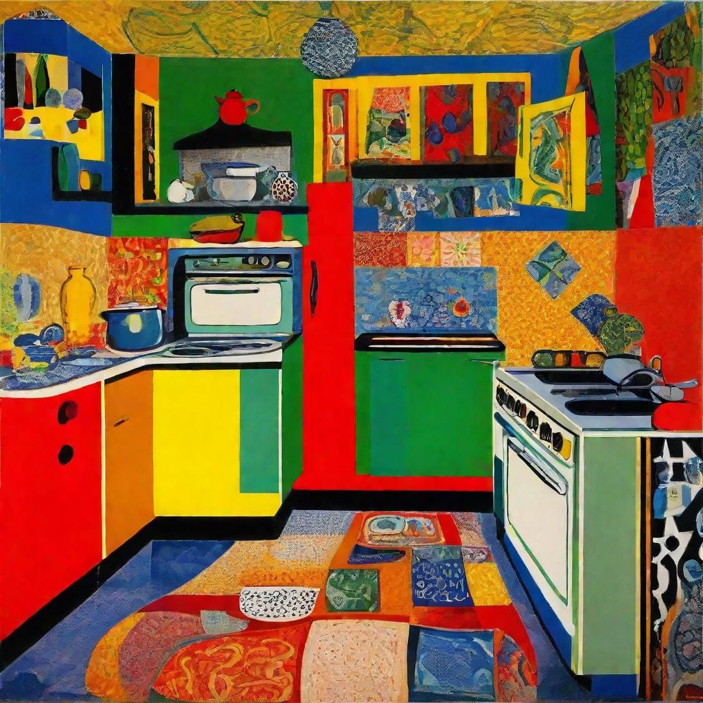 Surreal Sunny Kitchen Interior in Avant-Garde Style