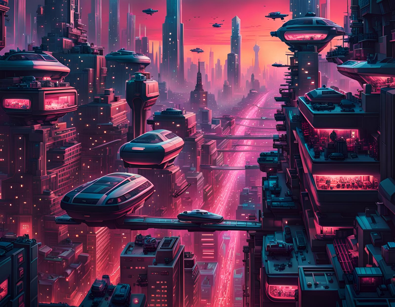Maximalist Futuristic Cyberpunk City