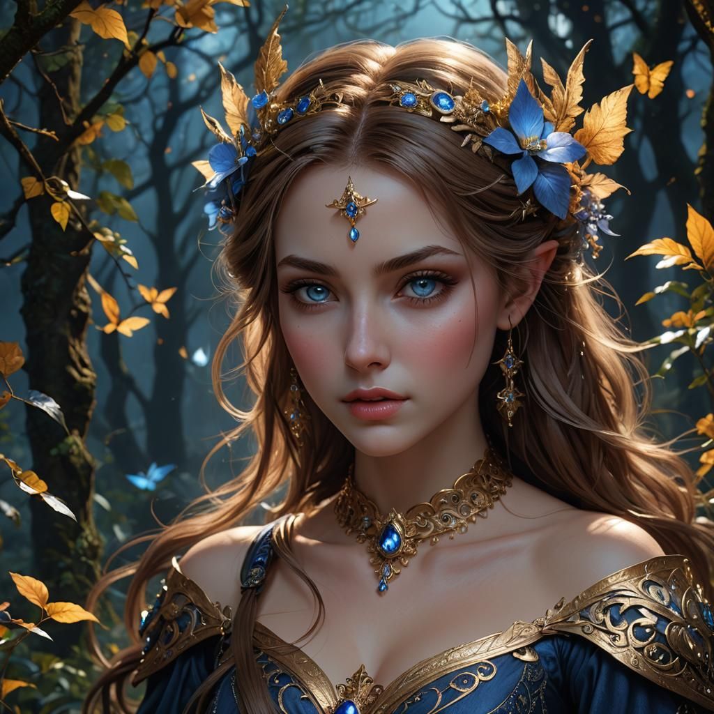 Beautiful High Fae of the Night in Digital Art