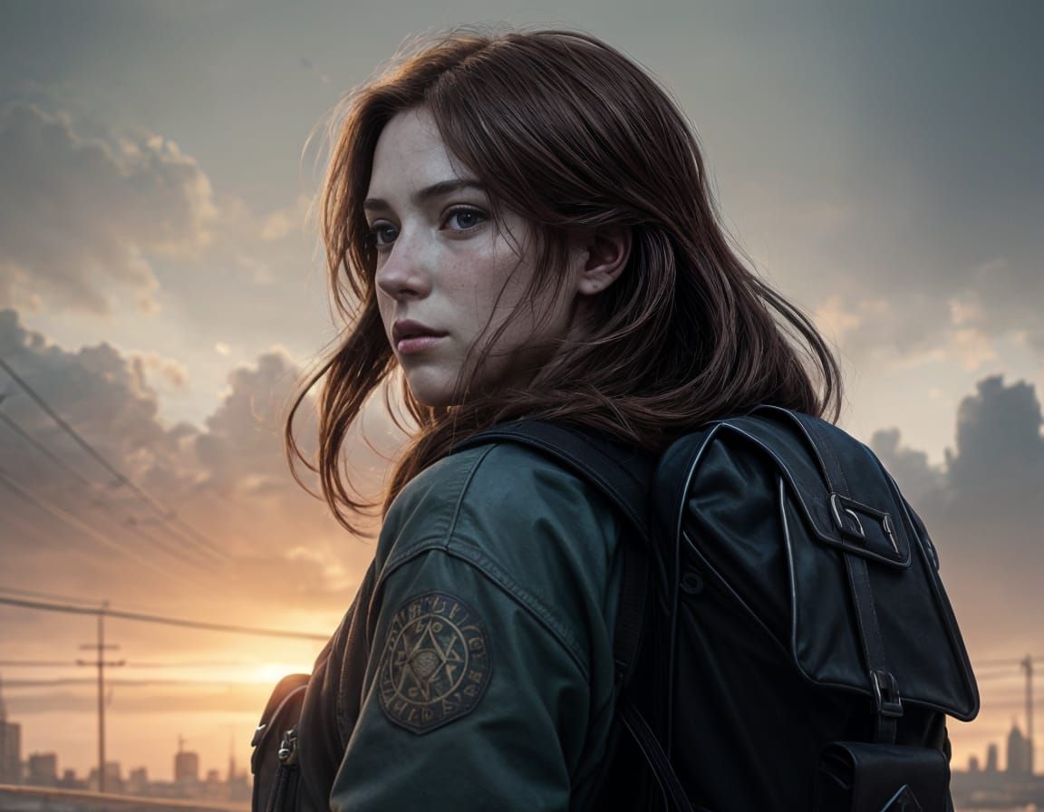 Redhead Girl Leaving Home: Digital Art Portrait