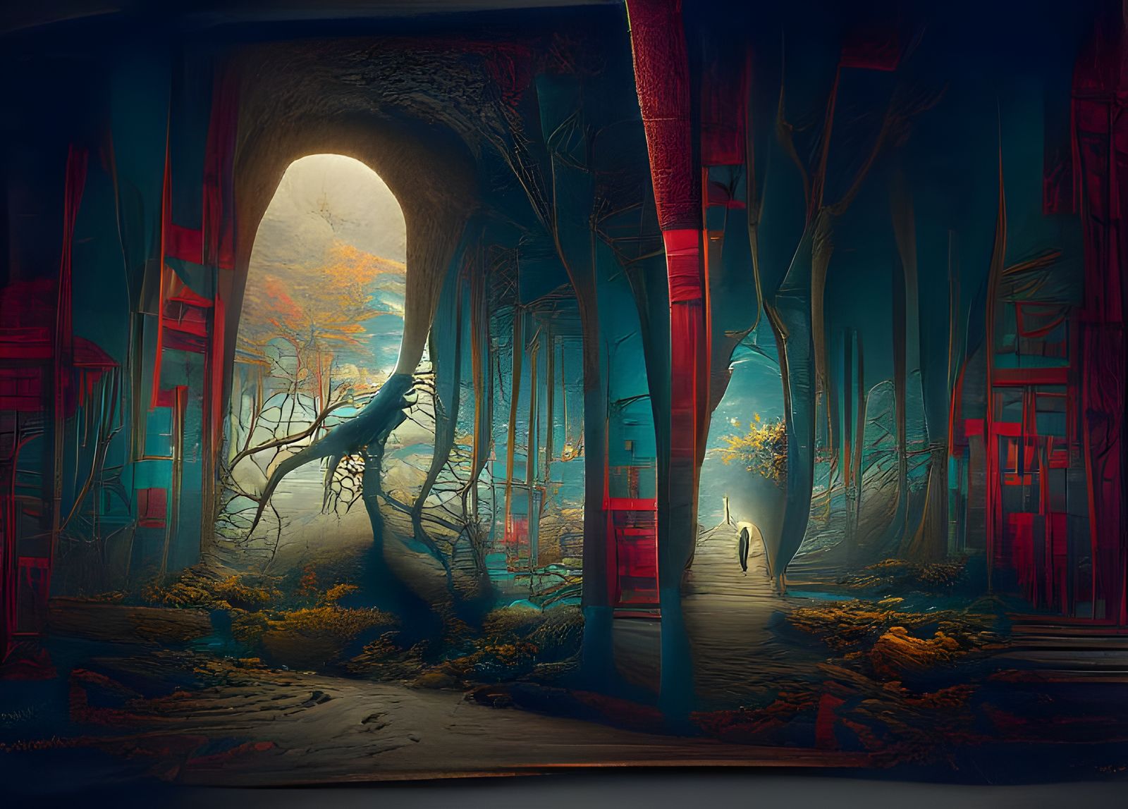 Ghostly Wanderer in Forest: Hyperrealistic Digital Painting