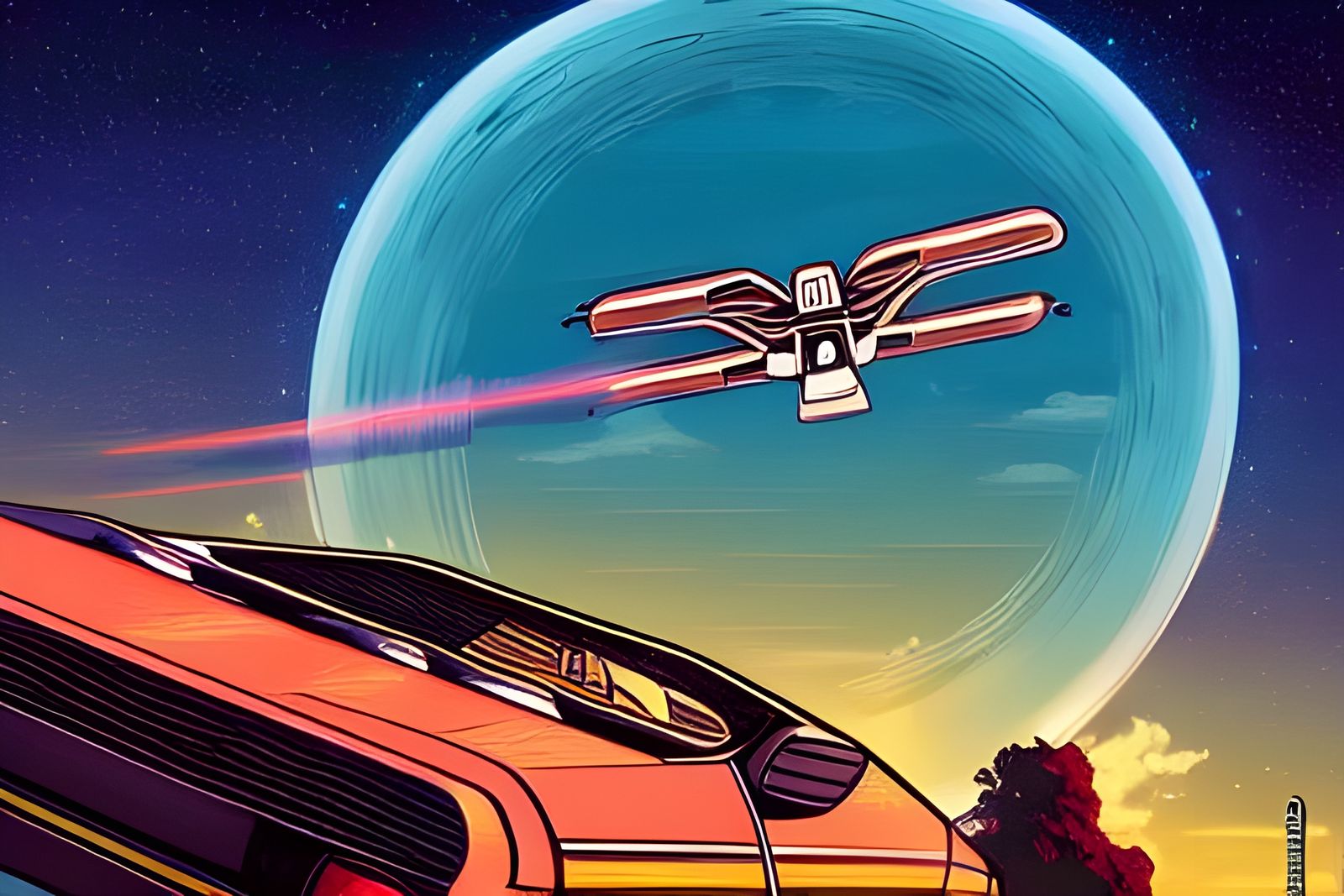 DeLorean in Burning Cornfield, GTA Style