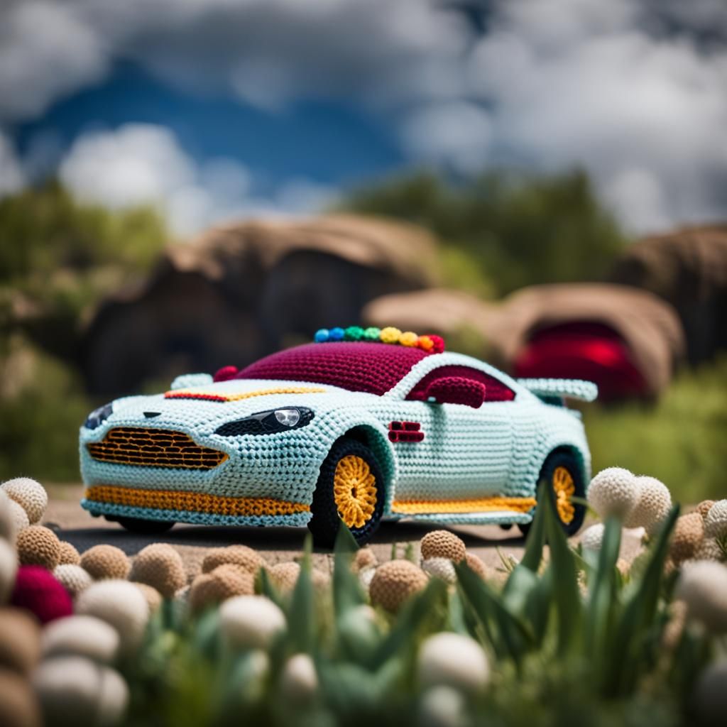 Crochet Aston Martin: Professional Photography, Sharp Focus