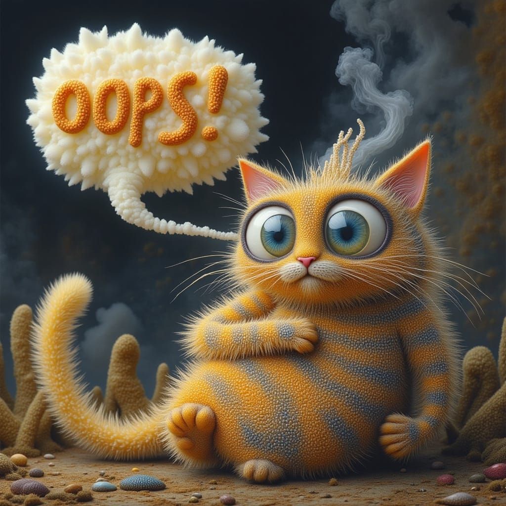 Surreal Othello Cat Spouts a Fluffy Speech Bubble