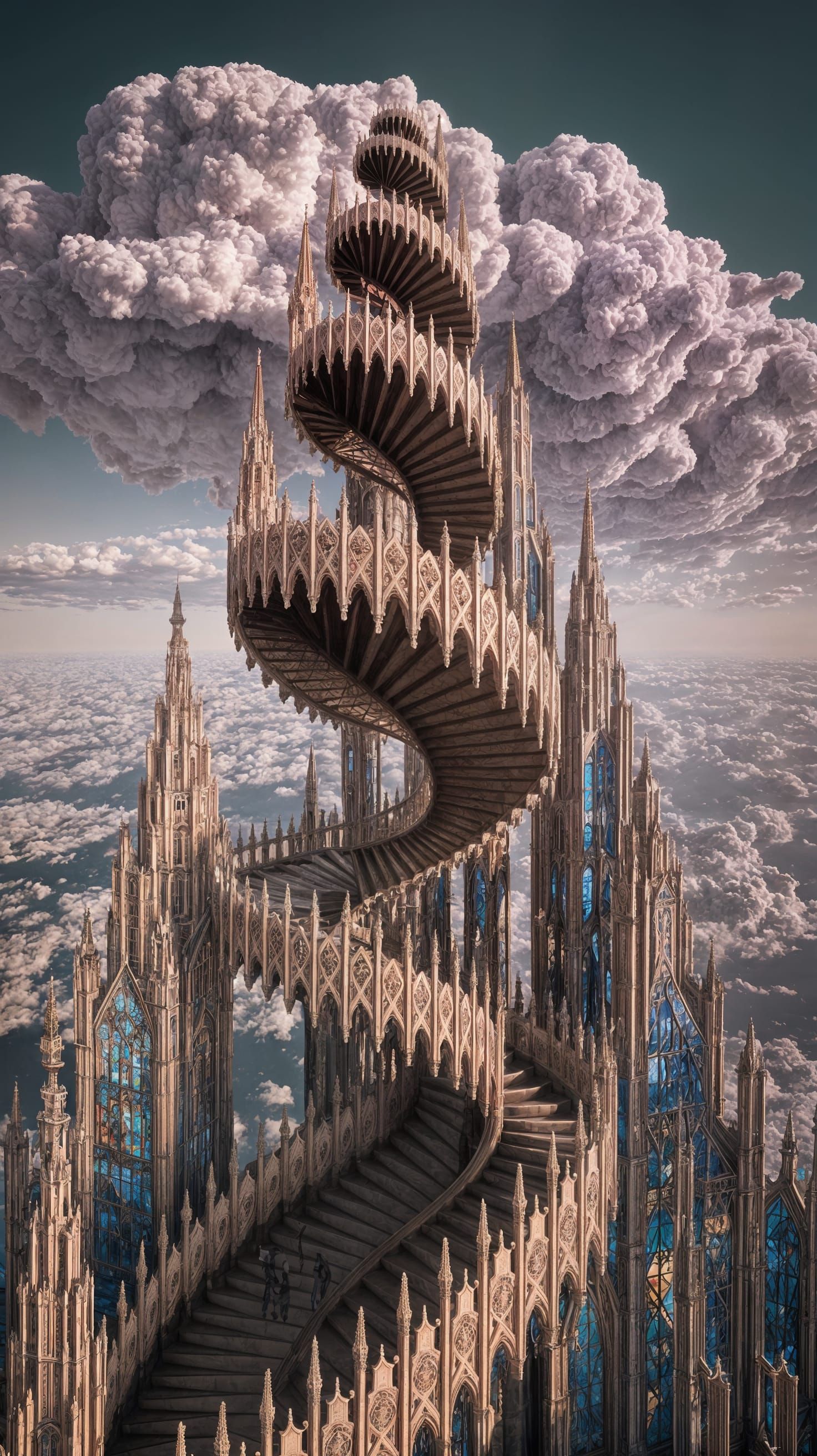 Abstract Gothic Tower of Babel with Fractal Details
