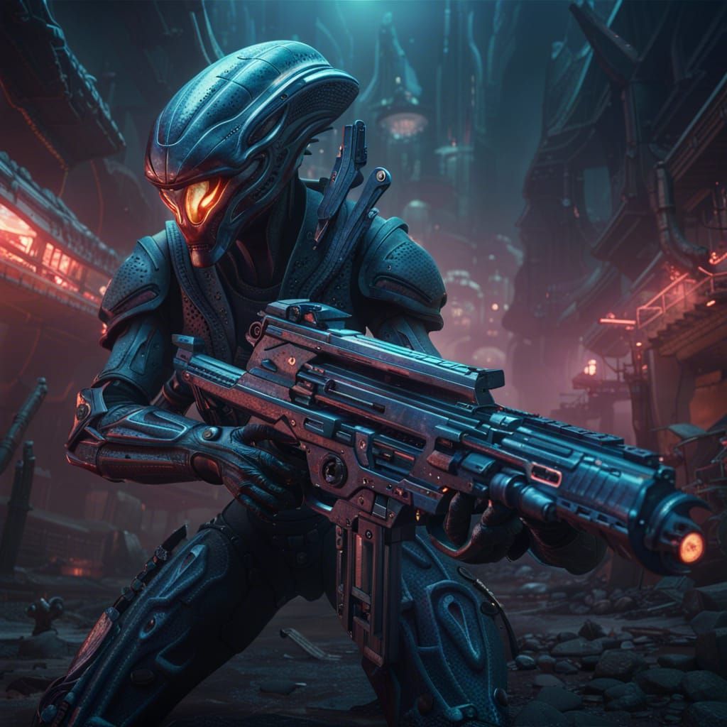 Alien Warrior in Dystopian World: Matte Painting