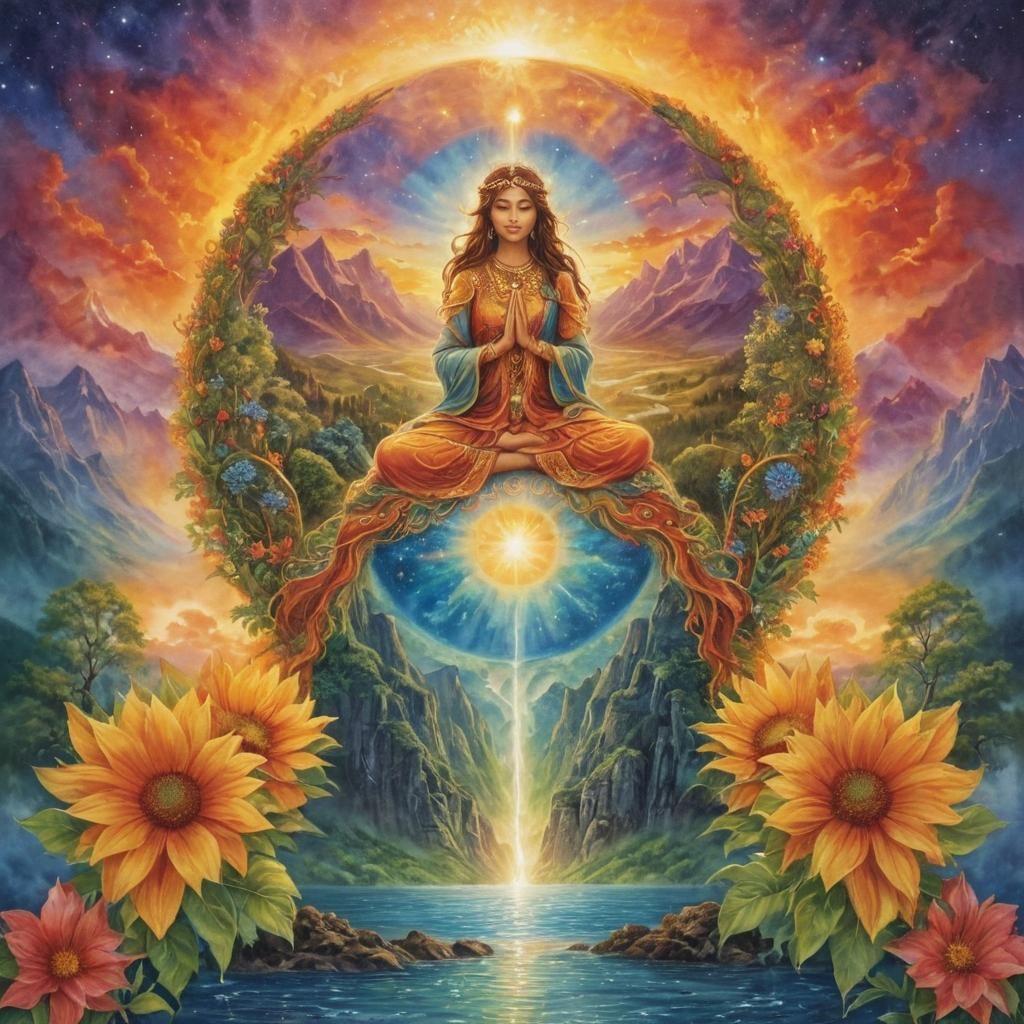 Ethereal Mother Earth Goddess Nurturing Life