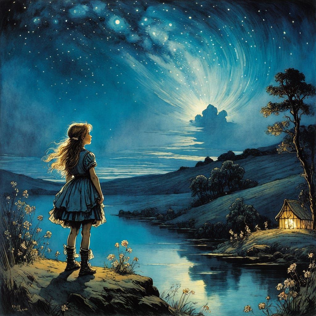 Fairytale Night Sky in Rackham Style