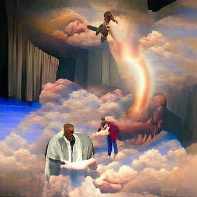 Stylized Celestial Encounter Between Two Figures