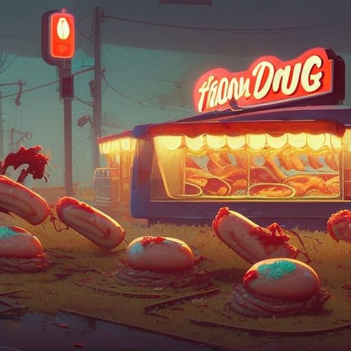 Fast Food Apocalypse with Giant Hot Dogs