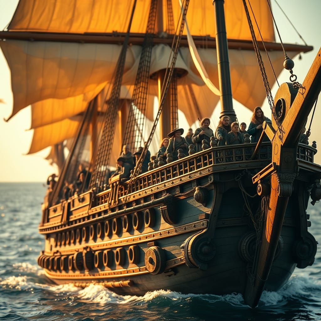 Majestic Golden Age Galleon in Action