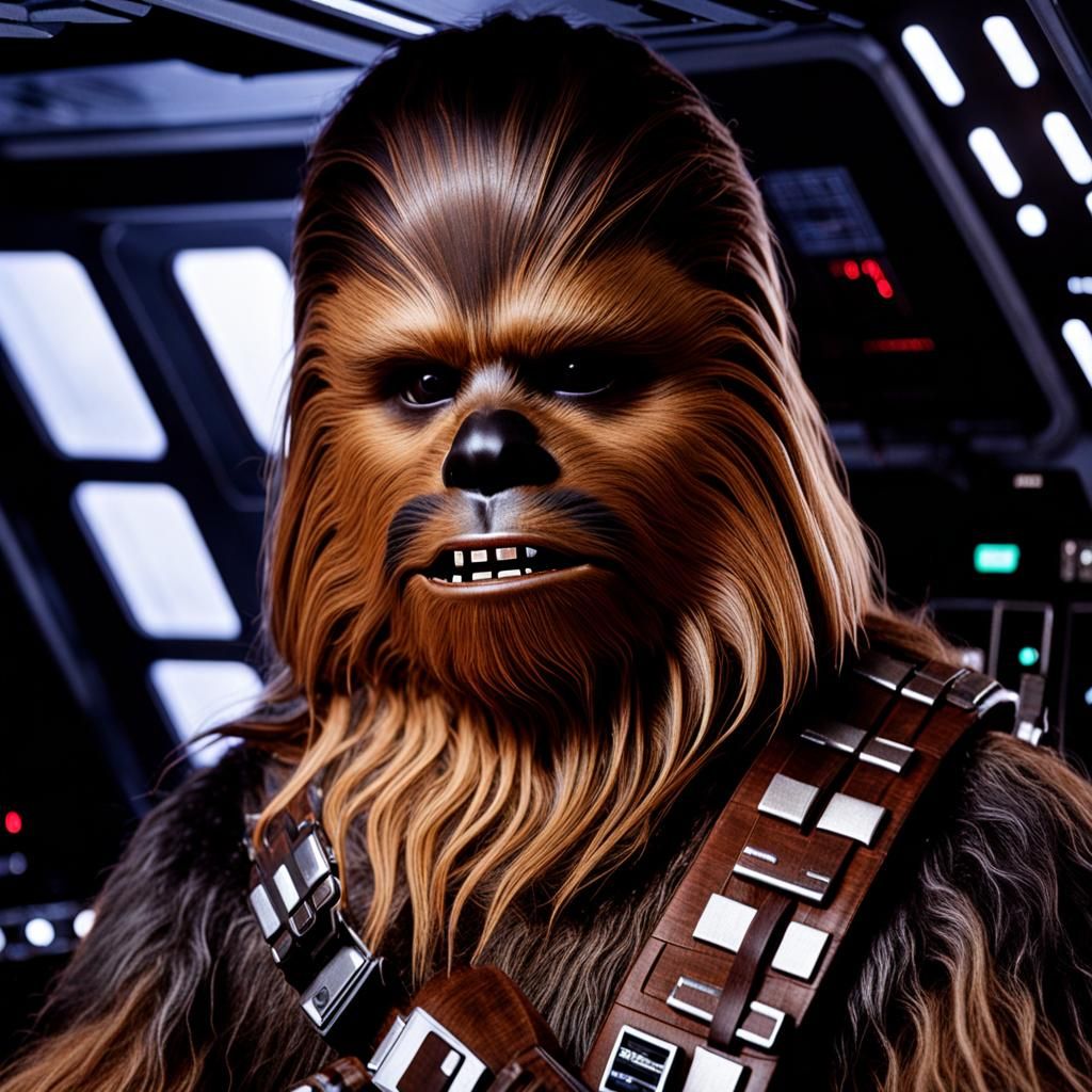 Photorealistic Chewbacca Aboard the Millennium Falcon
