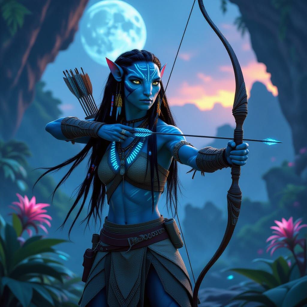 Neytiri on Pandora in Digital Matte Painting Style