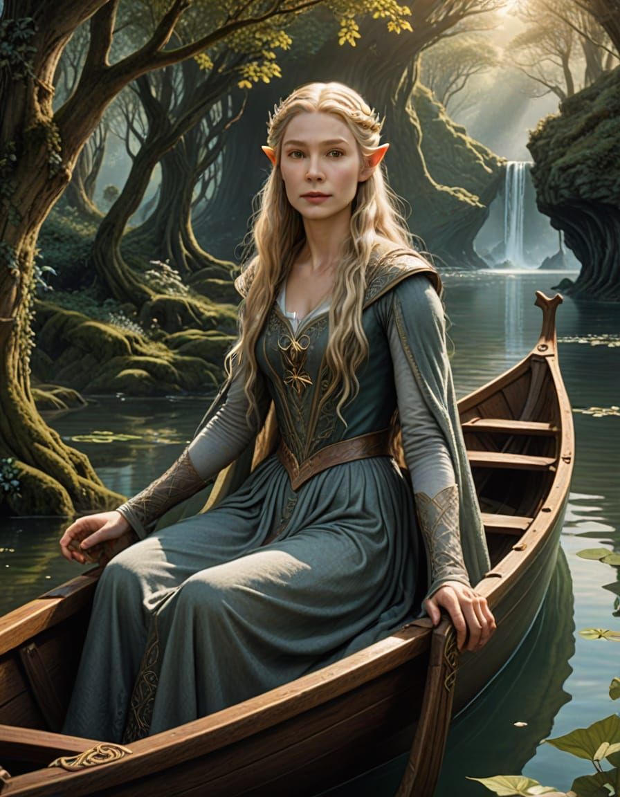 Galadriel Sails Across Serene Elven Waters