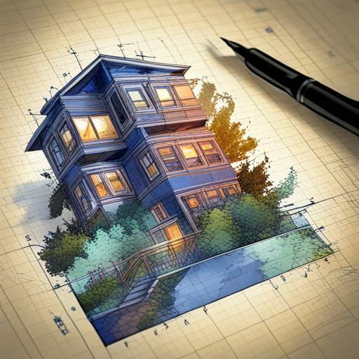 Detailed 3D Blueprint of Tiny House Design