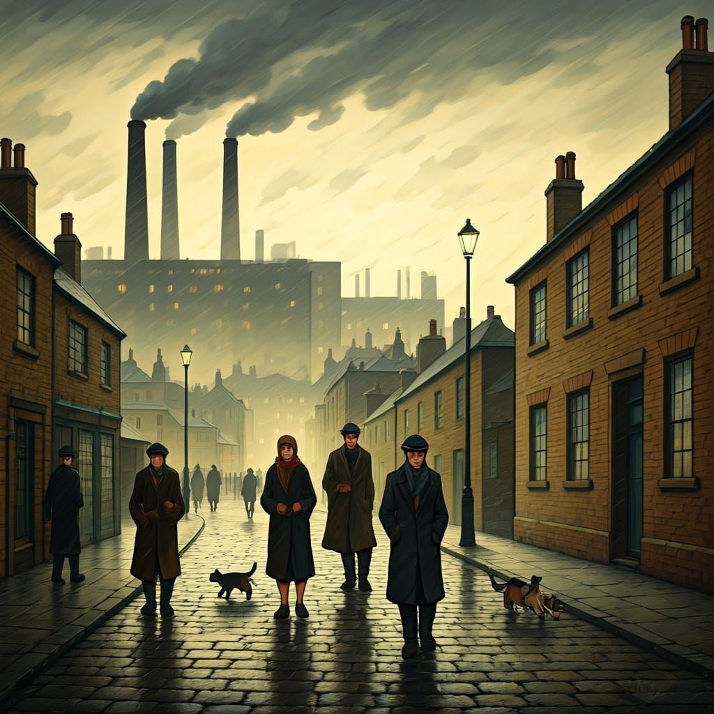 Northern Winter Scene in LS Lowry Style