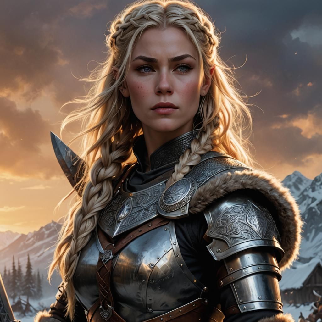 Viking Warrior Woman in Winter, Digital Concept Art