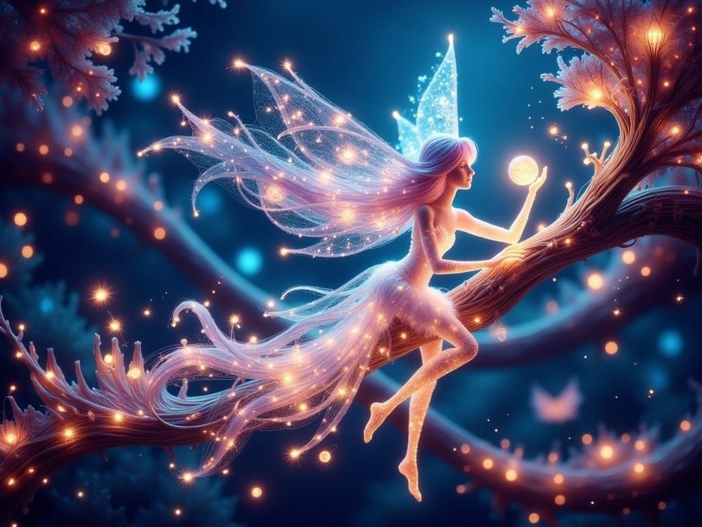 Whimsical Fairy Shines in Vibrant Enchanted Forest