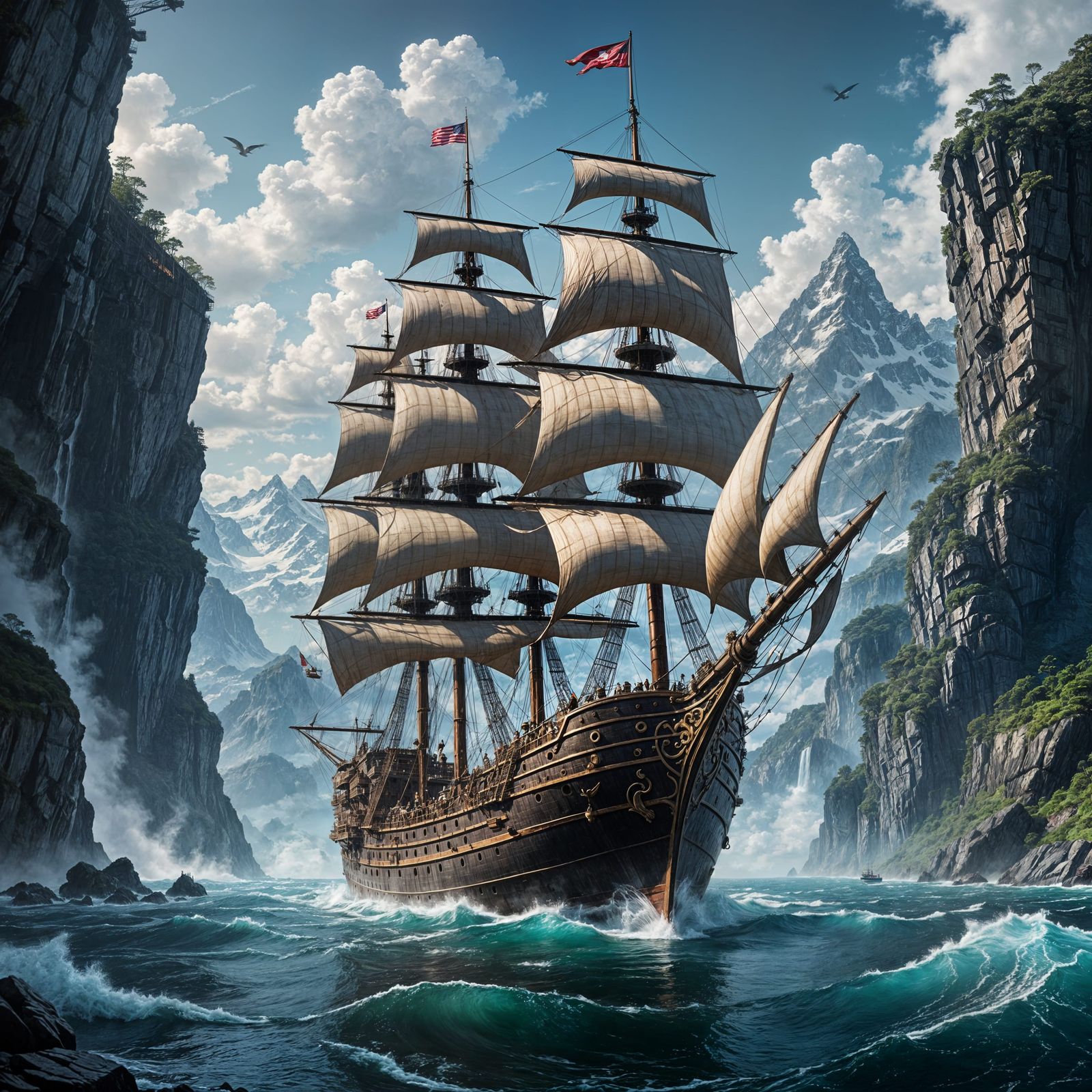 Vast Ice Shipwreck on a Stormy Sea in Power Metal Style