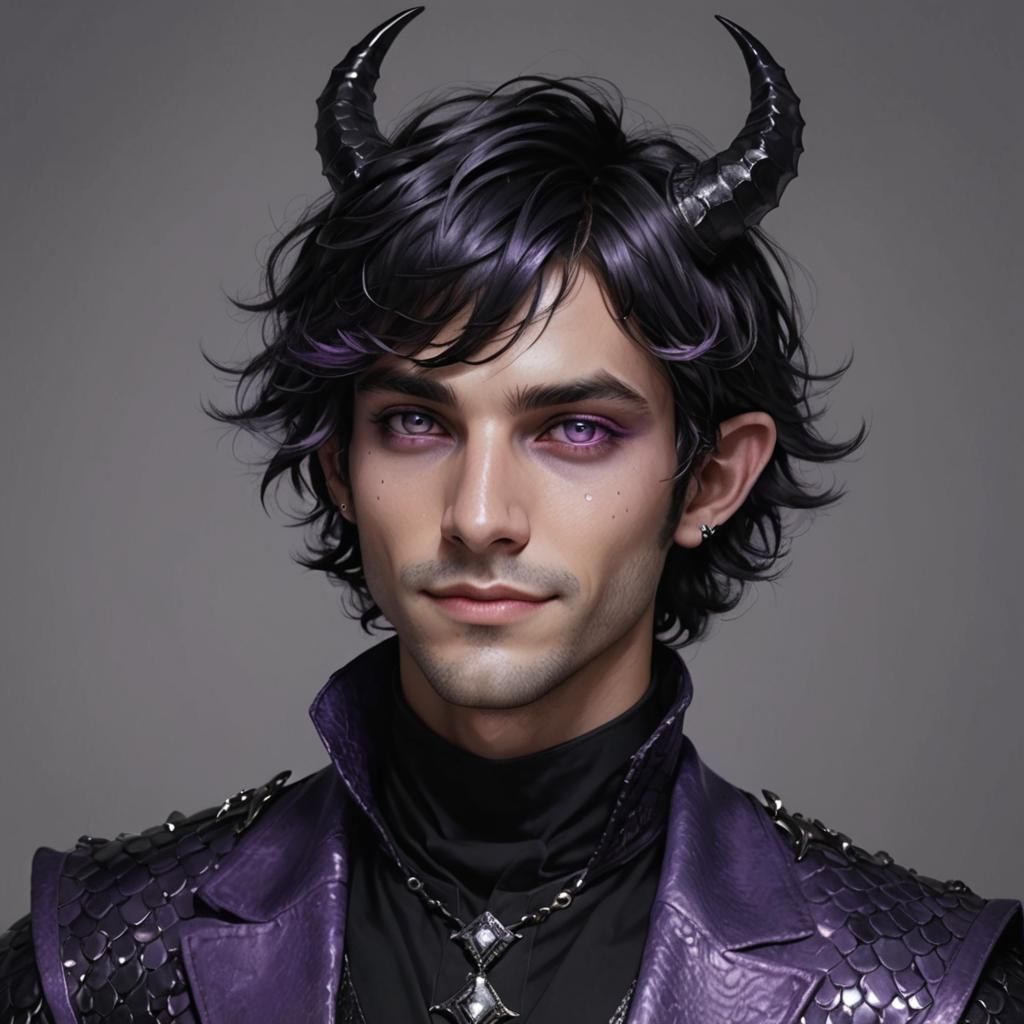 Dashing Male Figure with Lavender Scales and Diamond-Tipped....