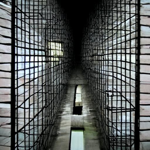 Surreal Prison in Dimensional Rift: Digital Rendering