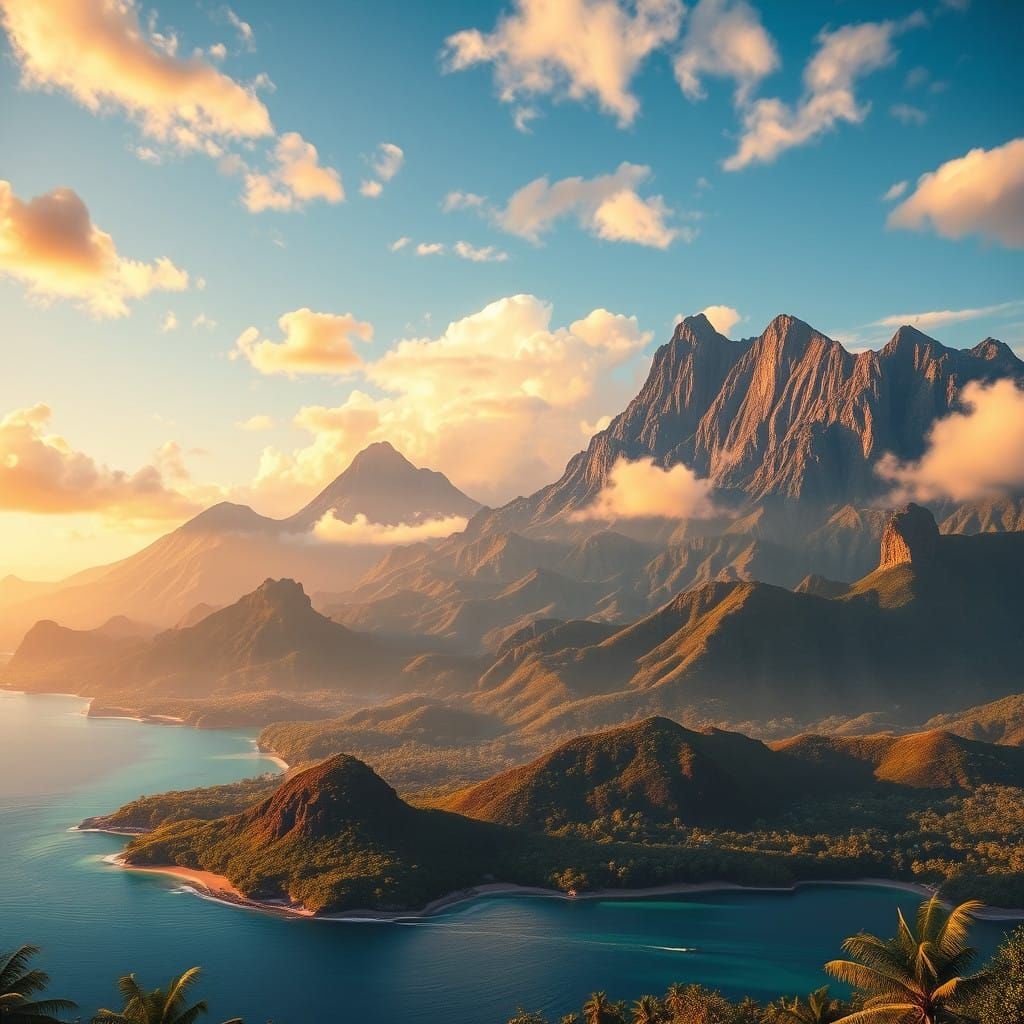 Epic Tropical Paradise in Vibrant Golden-Hour Light