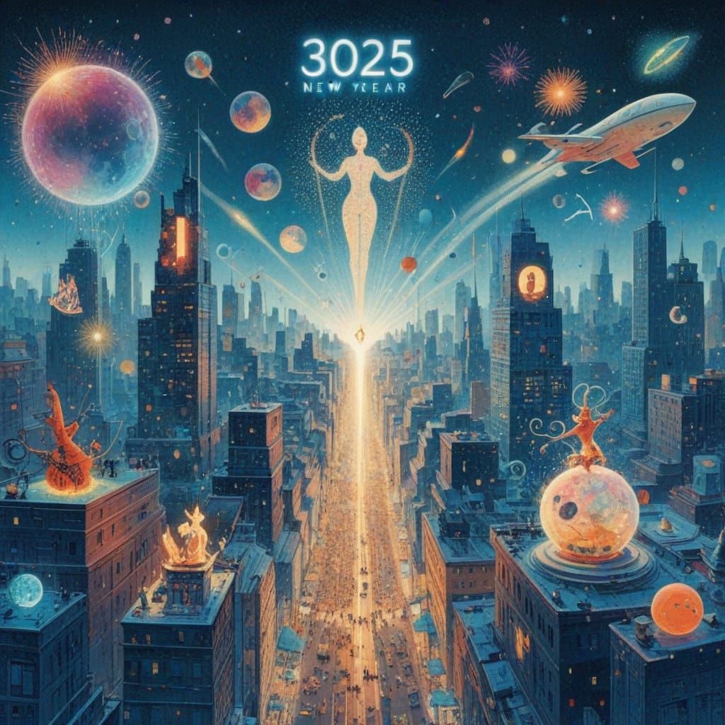 New Year future 3025 celebration