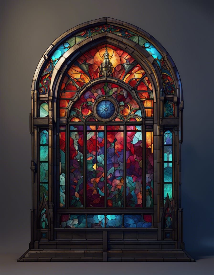 Punk Rock Girl in Stained Glass Style