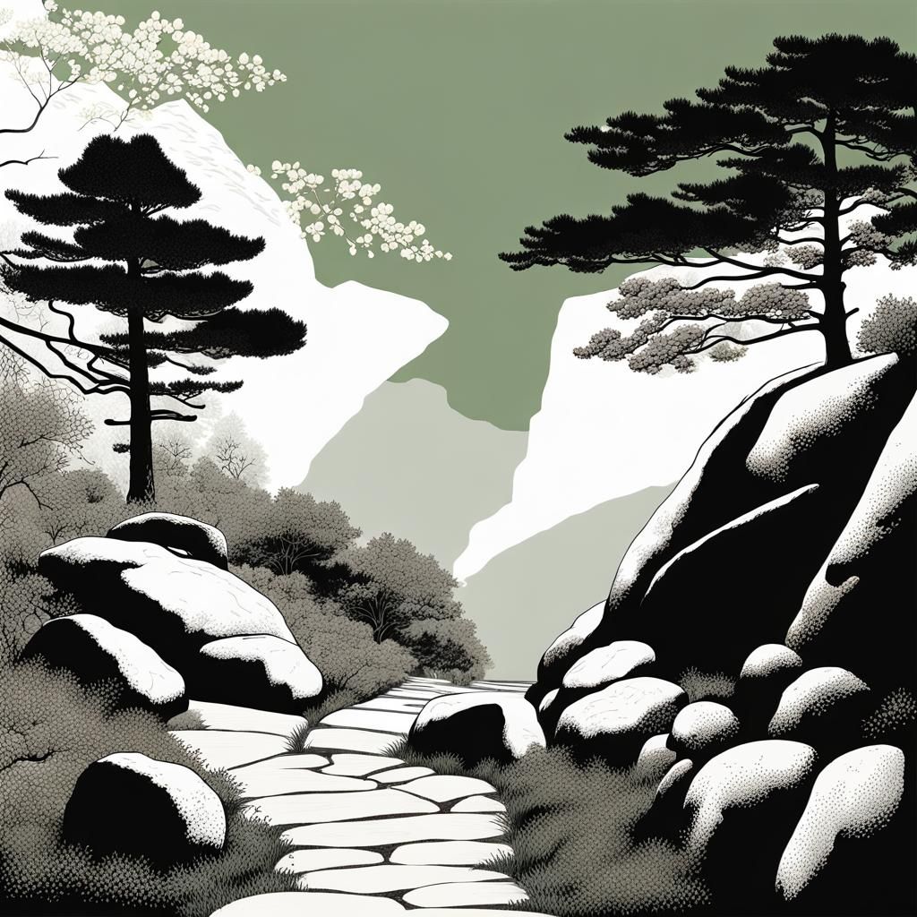 High Contrast Graphic Illustration of Ginkgo Tree