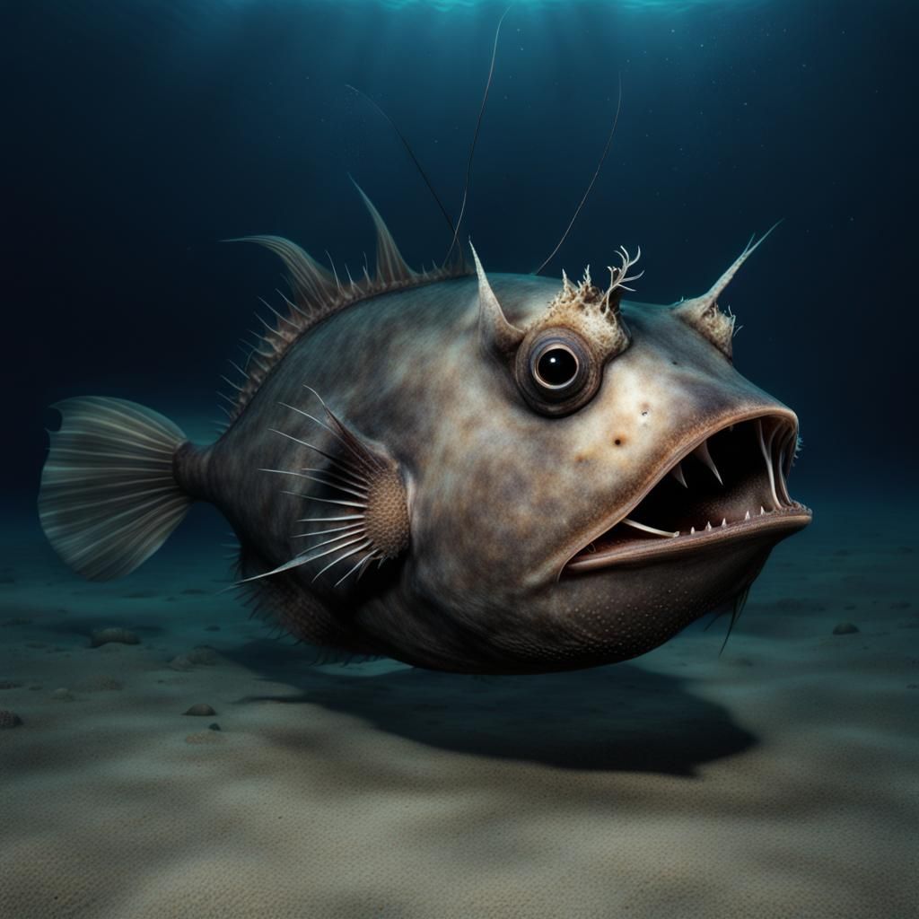 A strange fish in the deep ocean.