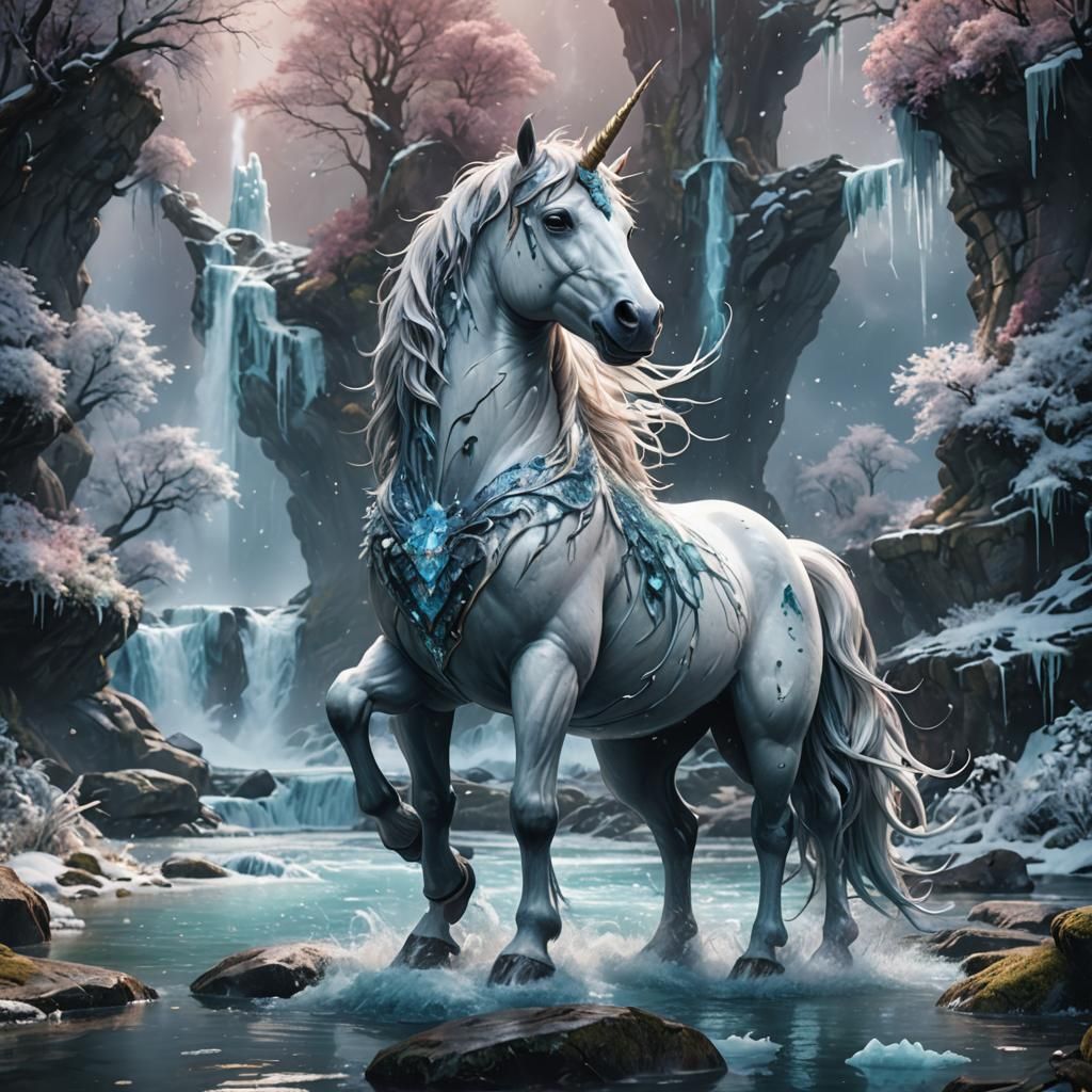 Icy Water Unicorn Fantasy Concept Art