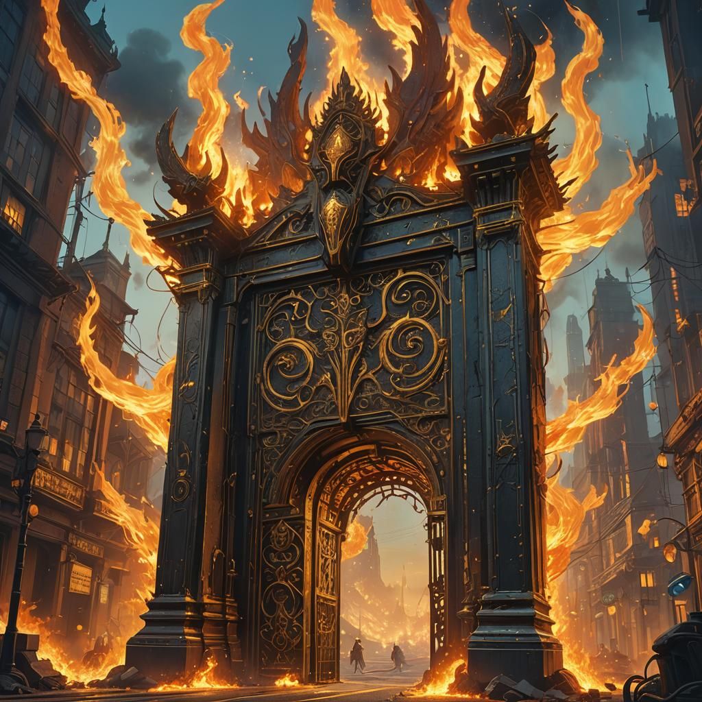 Flaming Gate to a Heavenly Kingdom: Fantasy Art