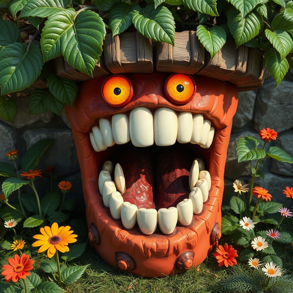 Surreal Garden of Teeth and Eyes